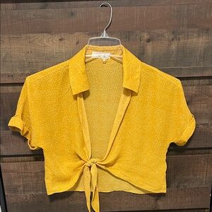 Urban Outfitters Mustard Tie-Front Crop Top